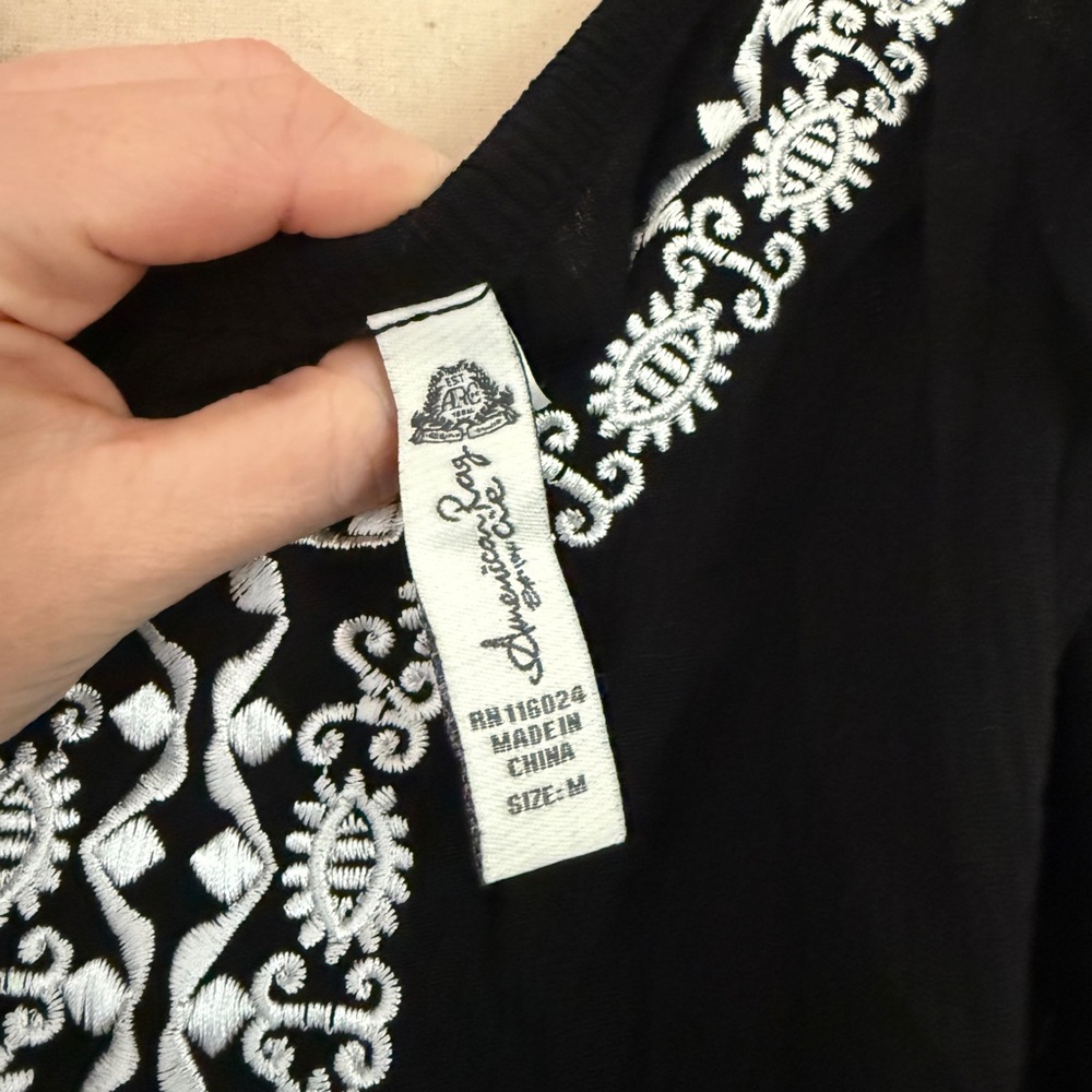 American Rag Co Black and white boho embroidered jumpsuit - Picture 8 of 8